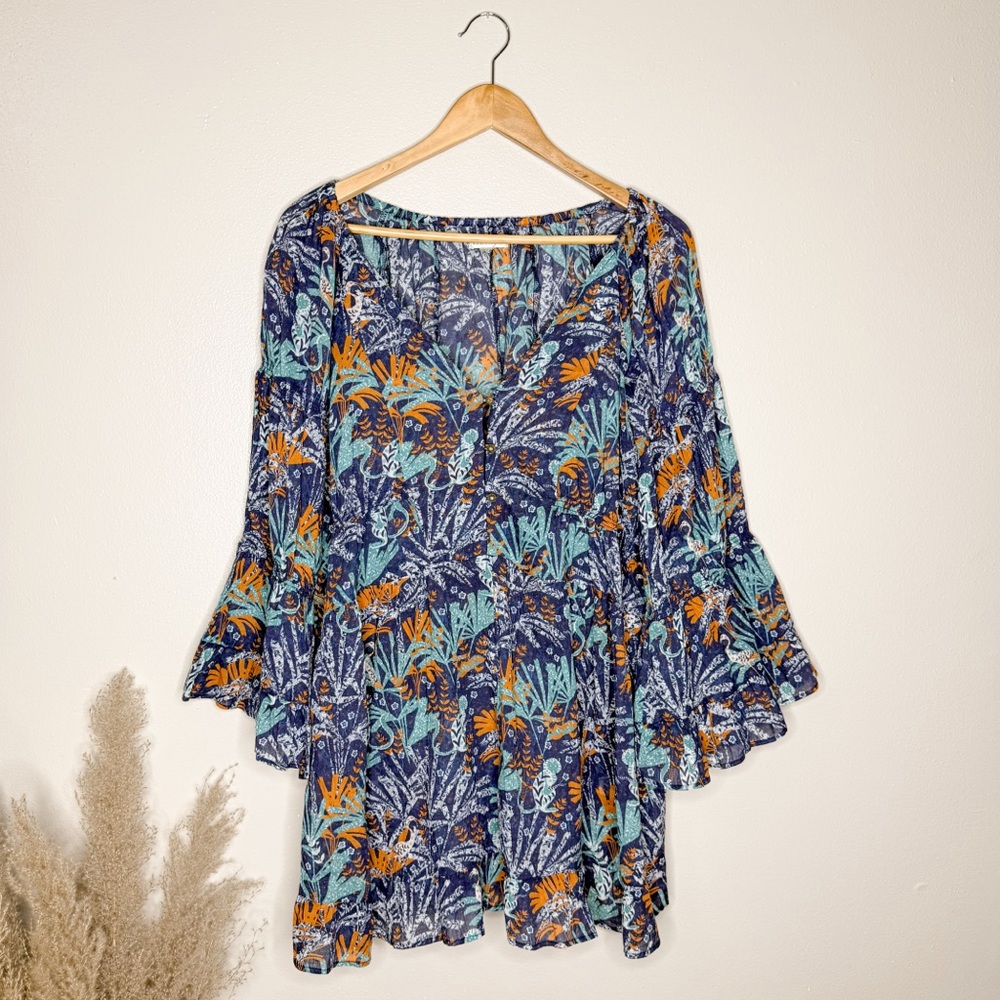 Anthropologie Celandine Boho Coverup Cotton Tunic Dress